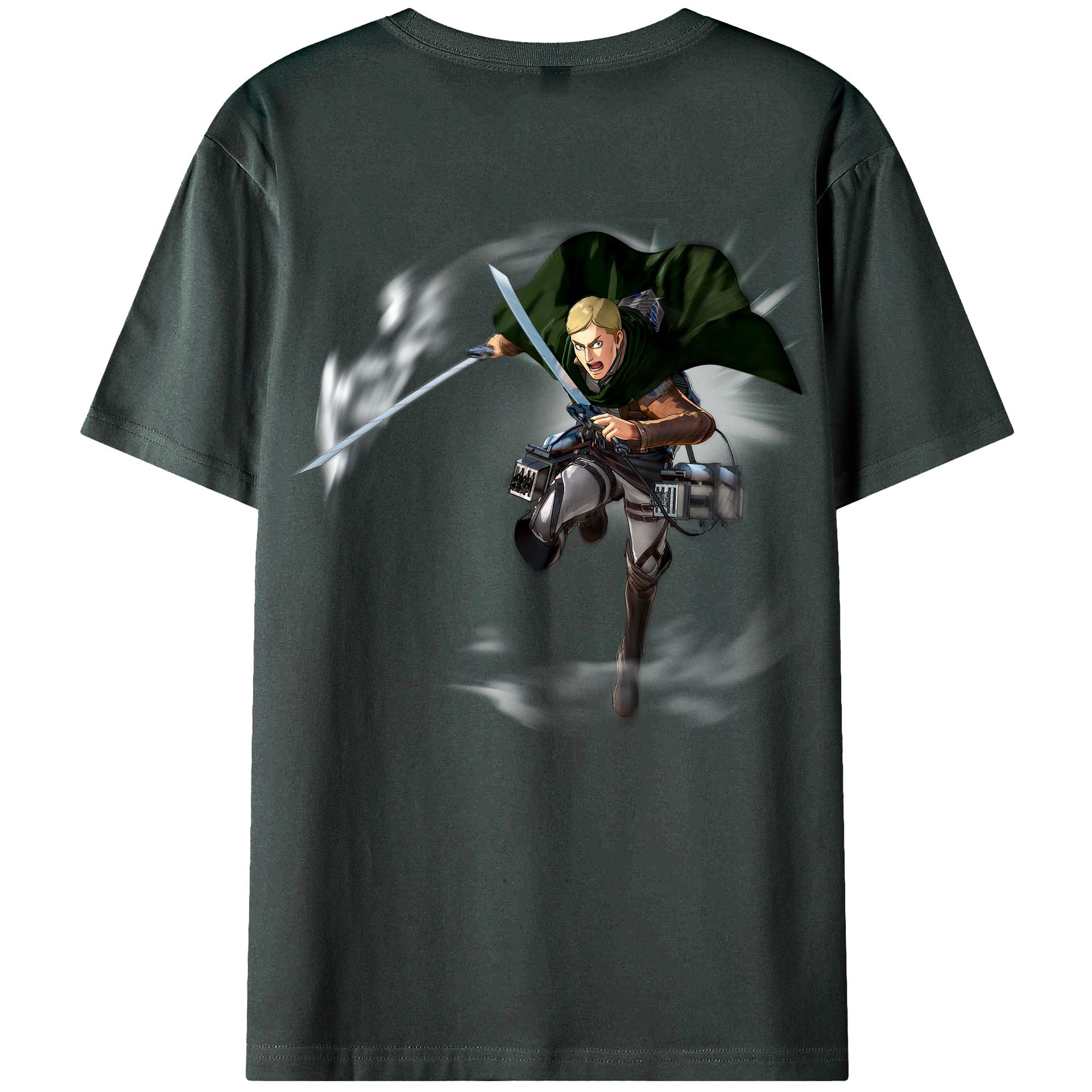 （画像用） 進撃の巨人 エルヴィン・スミス Attack on Titan Erwin Smith 綿100％ メンズ半袖Tシャツ（バックプリント） 通気性